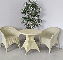 Комплект пластиковой мебели "Декор" - Стол + 3 Кресла цвет Нежная олива